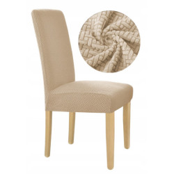 POKROWIEC NA KRZESŁO BEŻOWY ŻAKARD ELASTYCZNY [10-Z1-BZ]