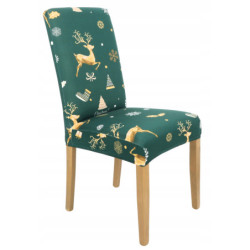 POKROWIEC NA KRZESŁO ZIELONY ŚWIĄTECZNE WZORY ELASTYCZNY [21BM]