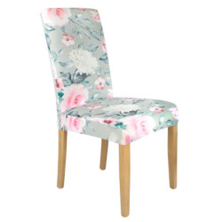 POKROWIEC NA KRZESŁO SZARY KWIATY RÓŻE WZORY ELASTYCZNY [21CU]