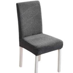 POKROWIEC NA KRZESŁO CIEMNY SZARY WELUR ŻAKARD WZORY ELASTYCZNY [21ZC]